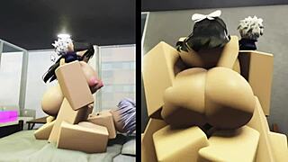 Utahime demonstrates strength by bending over a hot slut in intense doggystyle sex