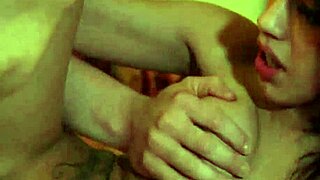 brunette with glasses receives blowjob and facial