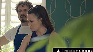 house cleaner alison rey deepthroats and rides will pounder's big cock. she flirts wildly in front of her husband.