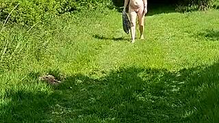 Naughty Housewife Walks Naked In Botanical Gardens!