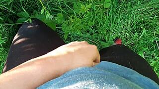 girls play with neighbor outdoors and climax simultaneously