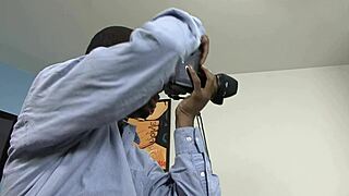 Beautiful brunette girl receives blowjob and anal from big black cock in heels