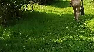 Naughty Housewife Walks Naked In Botanical Gardens!