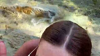 I got the best blowjob with cum on face and tits from a stranger on the beach