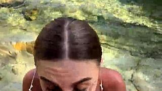 I got the best blowjob with cum on face and tits from a stranger on the beach