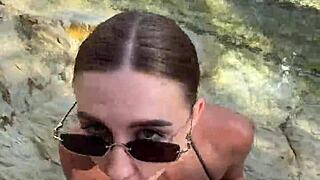 I got the best blowjob with cum on face and tits from a stranger on the beach