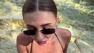 I got the best blowjob with cum on face and tits from a stranger on the beach