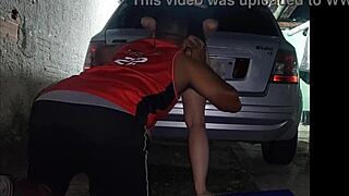 Slut gets cock in backyard!