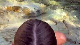 I got the best blowjob with cum on face and tits from a stranger on the beach