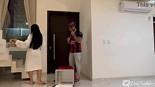 the brazilian latina babe seduced the delivery guy with big ass and tits then rode him to creampie