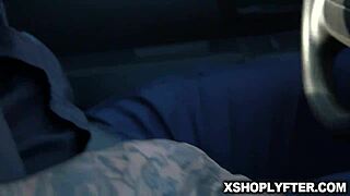 lp officer whips out his prick and the two shoplifter teens wrap their lips around it