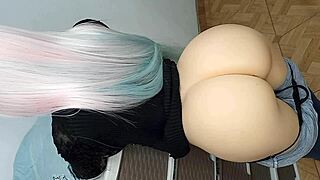 My horny stepdaughter lifts her ass for my thick cock 😈 eager for anal!