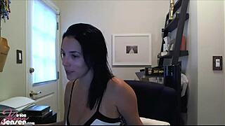 Jelena Jensen enjoys playing with her big boobs in a relaxed setting