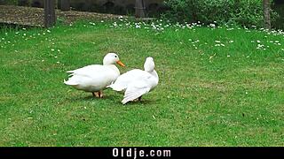 cherry bright with delicious lips spends time with grandpa in a casual family setting