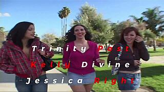 Jessica Right Kelly Divine And Trinity Post Take A Walk Through The Hood When They Come Upon A Couple Bruthas Who Invite Them Into Their Home For A Group Sex Party