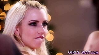 Lesbians in Stockings Scissoring and Kissing at Christmas