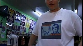 Hot blonde licks her pussy for men's blowjobs!