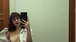 Teen amateur with small tits performs hot solo strip, showing shaved pussy and ass