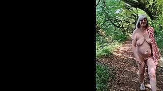 Naughty Amateur Girl Naked with Natural Tits Wanking to Orgasm in Forest