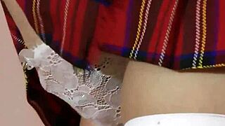 Classy heeled British mature fingers teen's pussy