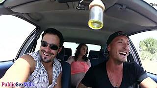 busty brit gives public blowjob before outdoor fucking