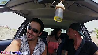 busty brit gives public blowjob before outdoor fucking