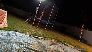 Wild outdoor sex toy fun