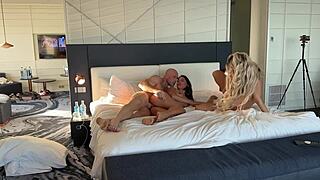 Wild hotel threesome with Johnny Sins and two naughty friends. Enjoy the close-up action.