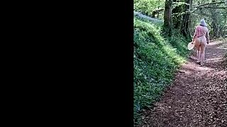 Naughty Amateur Girl Naked with Natural Tits Wanking to Orgasm in Forest