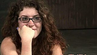 Big Tits Sub Gags on Maledom's Dildo Intensely