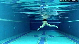 Horny Shy Brunette Babe Spreads Tight Pussy Underwater