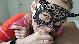 Girl bets blowjob, sucks neighbor's big dick for hot orgasm and oral creampie