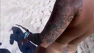 Wow, watch her big tits bounce during beach sex!