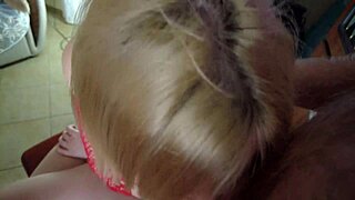 Two beautiful girls deepthroat my hairy cock in POV homemade video