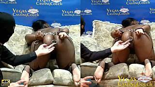 Bound ebony cutie screams in intense pov anal fucking