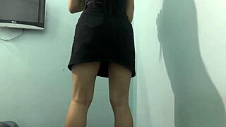 College girl does ass workout wearing skirt