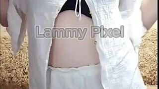 Horny Brunette Lammy Pixel Stripteases Showing Gorgeous Ass