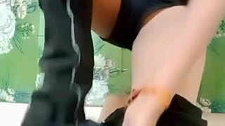 Beautiful Indian girl enjoys fingering her tight pussy at home