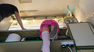 kissing naked ass at work counter