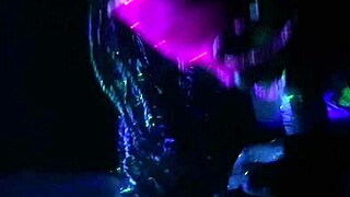 Detailed blowjob with banana and big oiled cock