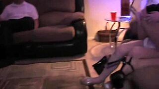 Intense Lesbian Pussy Toying Watched by Party Voyeurs