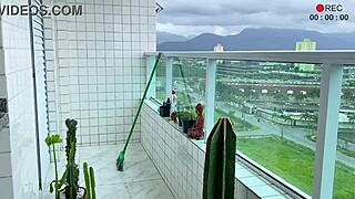 This naughty latina maid teases me with her short shorts