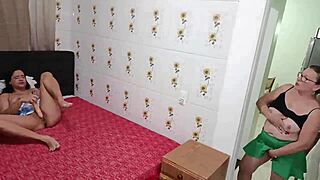 stepmom catches stepdaughter subtly masturbating in the room