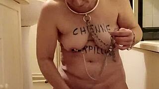 European milf's humiliating piss session with toys