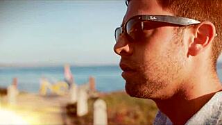 Cindy Dollar strips her red dress and vibes her shaved pussy outdoors