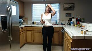 jess ryan, the sexy milf, in the kitchen