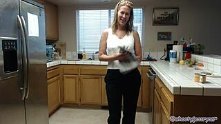 jess ryan, the sexy milf, in the kitchen