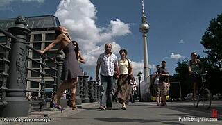 Leather Bound Slut Gets Publicly Fucked By Monster Cock