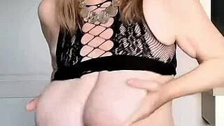 sexy black net dress high heels huge tits and pussy close up