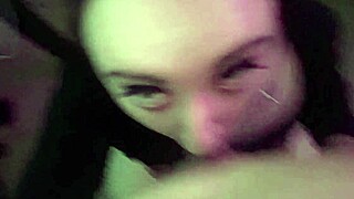 The goth slut deepthroats an older Asian cock.